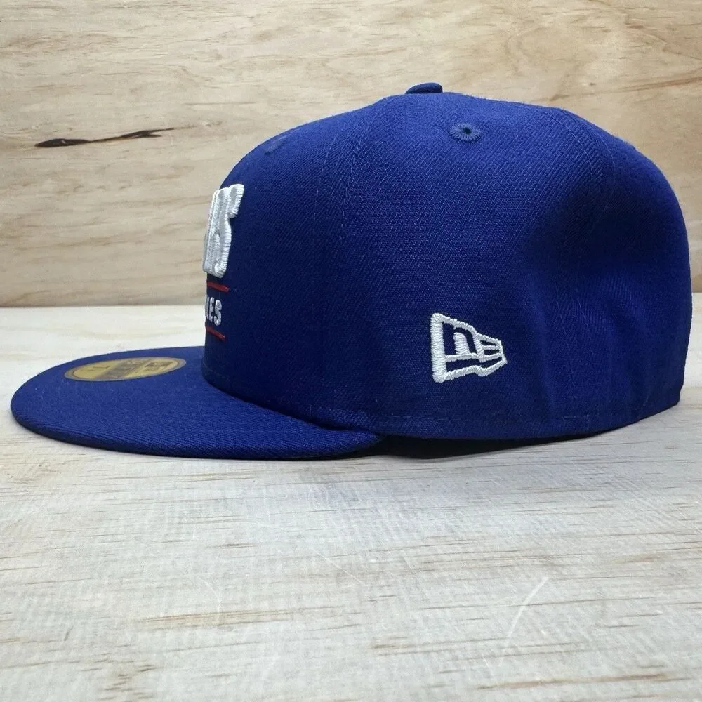 NEW Los Angeles Dodgers New Era 59Fifty Stacked Logo Fitted Cap Hat Blue 7 3/4